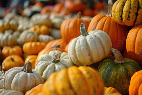 a group of pumpkins and gourds © sam