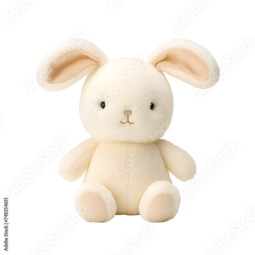 Animal Toys: Cream Bunny Rabbit Stuffed Plush, Isolated on Transparent Background, PNG