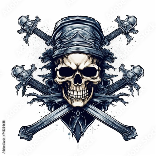 Classic Pirates Skull with Crossing Swords Vintage