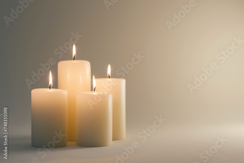 Candle Light  White Wax Candles Lights Isolated on White Background  clipping path