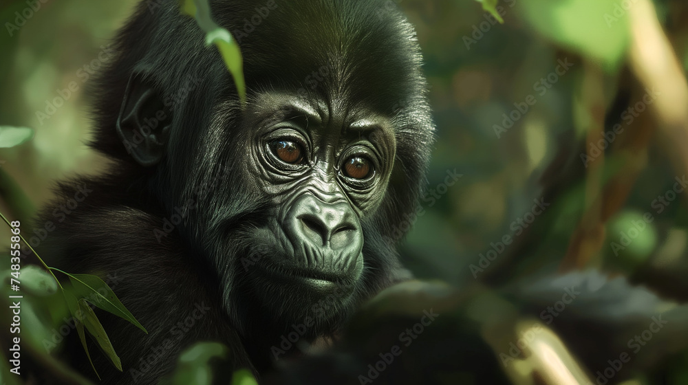 Retrato de um gorila na floresta tropical da Costa Rica.