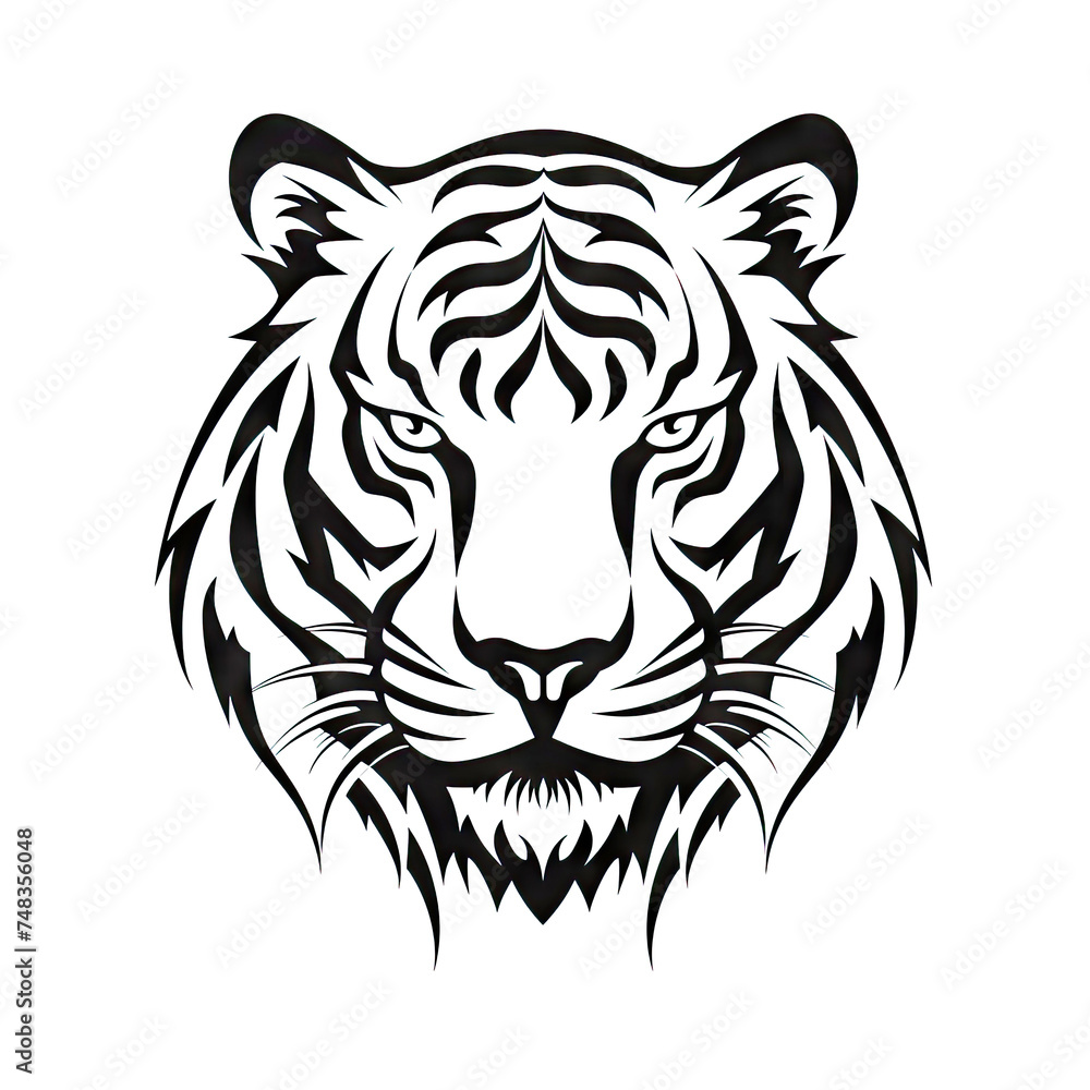 Tiger Icon, Tiger Head Isolated, Minimal Cat Head Tiger Icon, Tiger Head Isolated, Minimal Cat Head
