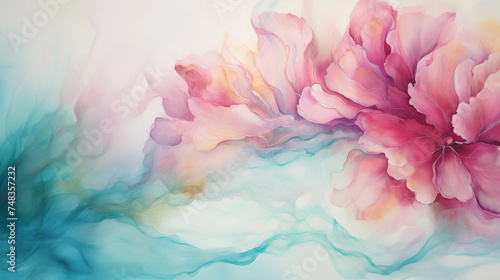 Fototapeta Naklejka Na Ścianę i Meble -  Abstract watercolor background with lush red peony flower.