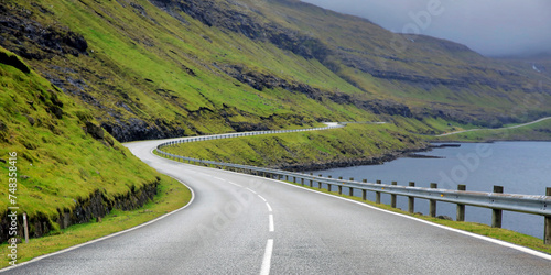Empty road in the Faroe islands photo