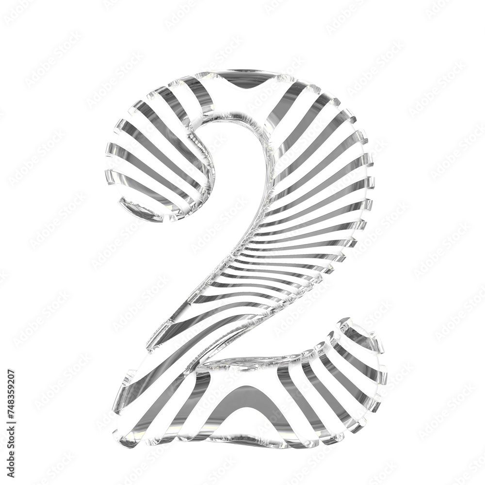 White symbol with silver ultra thin horizontal straps. number 2 White symbol with silver ultra thin horizontal straps. number 2