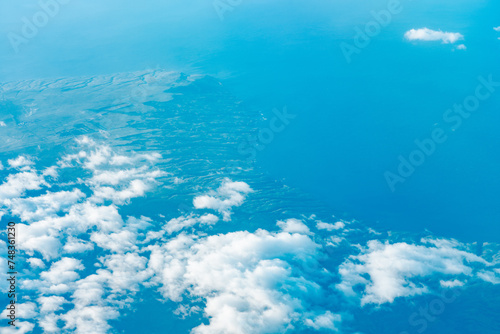 Aerial photography of Honolulu to Hilo from the plane. Lanai is the sixth-largest of the Hawaiian Islands and the smallest publicly accessible inhabited island in the chain. 