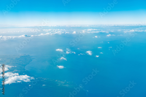 Aerial photography of Honolulu to Hilo from the plane. Lanai is the sixth-largest of the Hawaiian Islands and the smallest publicly accessible inhabited island in the chain. 