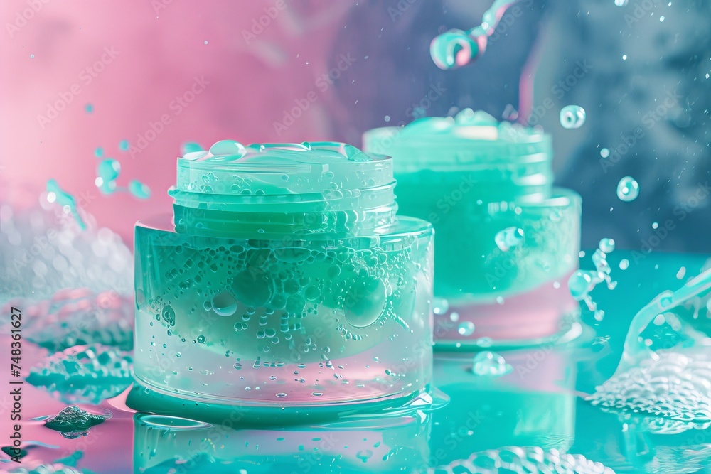 Facial skin skin care cream. Skincare treatment products container