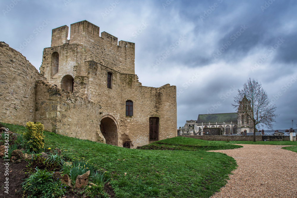 Ancient medieval castle in the town of Gisors in Normandy, France