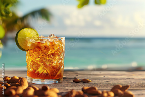 Mai Tai Cocktail - Dark Rum, White Rum, Orange Liqueur, Almond Syrup, Lime Juice. Image for Cafe and Restaurant Menus