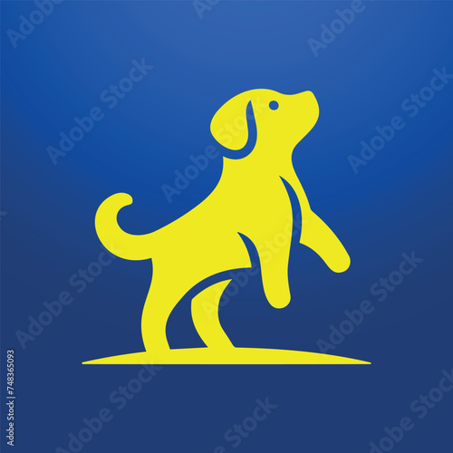 Silueta logo de perro saltando en dos patas