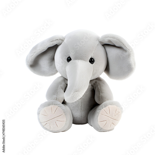 Toys: Cute Plush Elephant Stuffed Animal, Isolated on Transparent Background, PNG