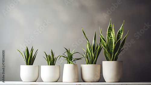 Few simple plants in pots. In the spirit of hygge. Copy space