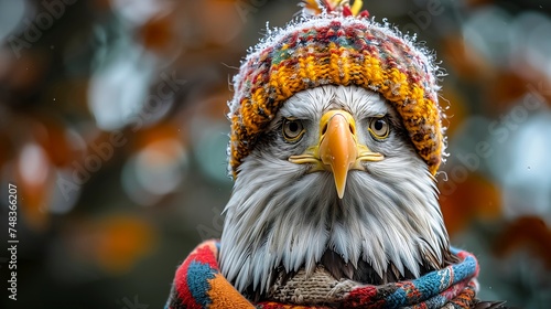 Majestic Eagle Dressed in Cozy Knitwear