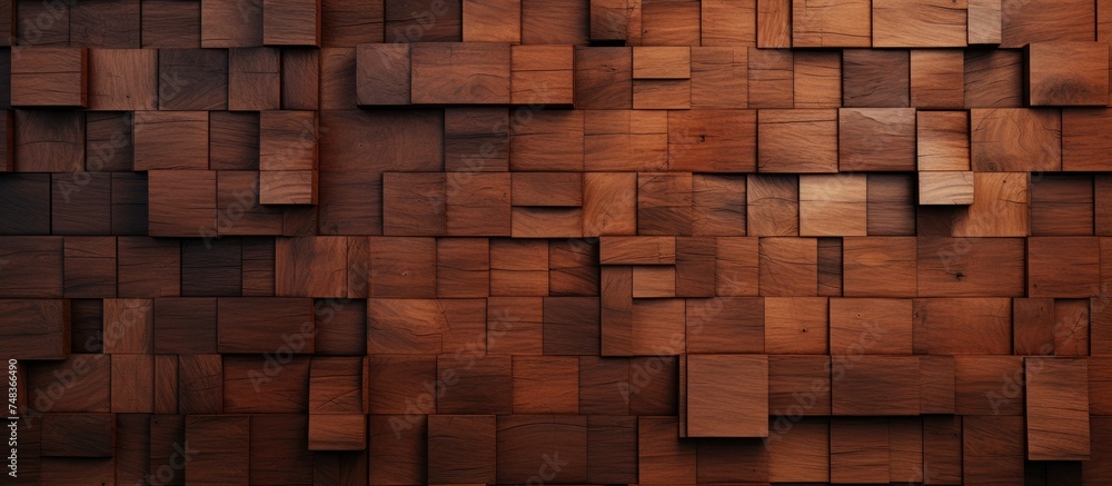 The image shows a wall constructed entirely of wooden blocks. The blocks are stacked neatly, creating a sturdy and rustic barrier within the room. The image shows a wall constructed entirely of wooden blocks. The blocks are stacked neatly, creating a sturdy and rustic barrier within the room.