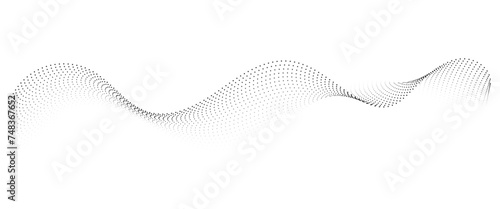 Flowing Dot Wave Pattern Halftone Curve Shape on Transparent Background