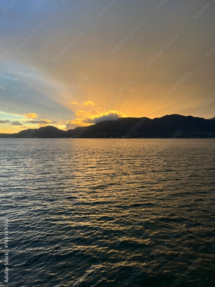 Fototapeta premium Sunset over the sea in Brazilian island