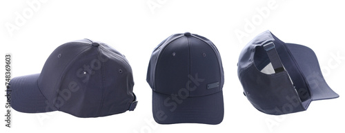 Photography Set blue baseball cap isolated on white, clipping path