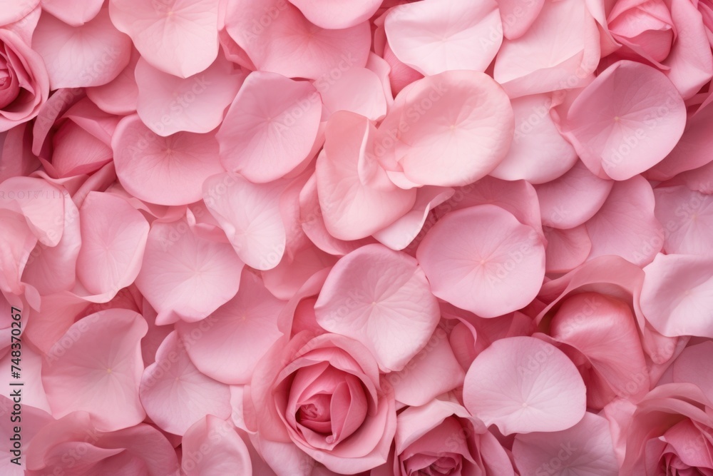 Fototapeta premium Overhead view of pink roses flowers petal natural cosmetic concept