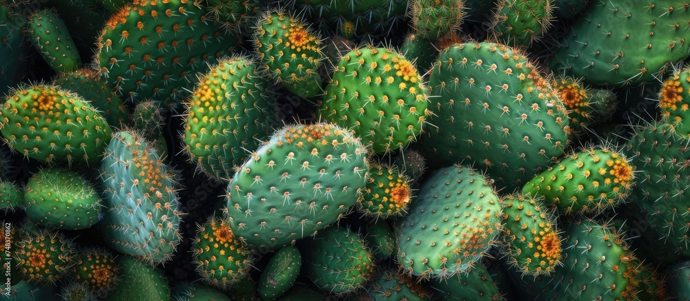 A close-up view of a vast collection of green cactus plants at Carl Johans Park in Norrkoping. This annual tradition features thousands of cacti in various shapes and sizes, creating a striking A close-up view of a vast collection of green cactus plants at Carl Johans Park in Norrkoping. This annual tradition features thousands of cacti in various shapes and sizes, creating a striking