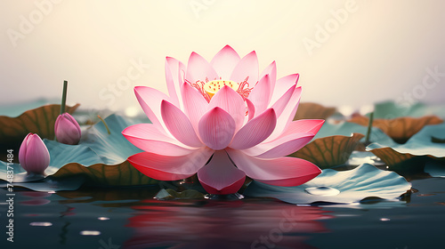 Beautiful water lilies floating in tranquil pond wallpaper background