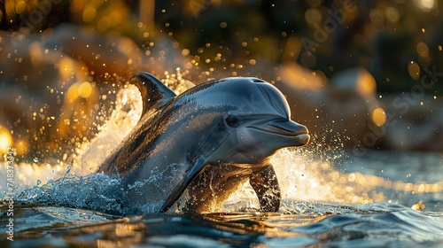 jumping dolphin, Dolphin, Cetacean, Marine mammal, Aquatic, Intelligent, shiny dolphin © Borel