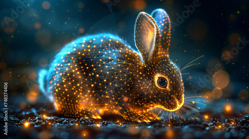 Digital Easter Bunny Glowing in the Dark