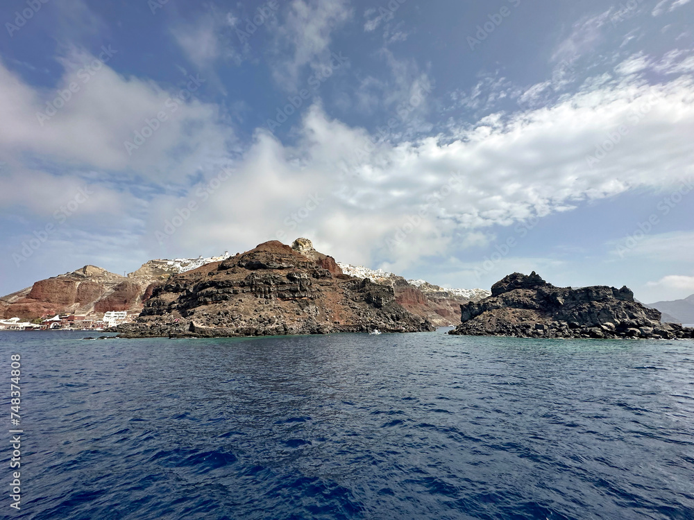 Fototapeta premium Rocky shores of Santorini island