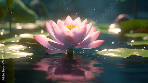 Glowing lotus in the pond