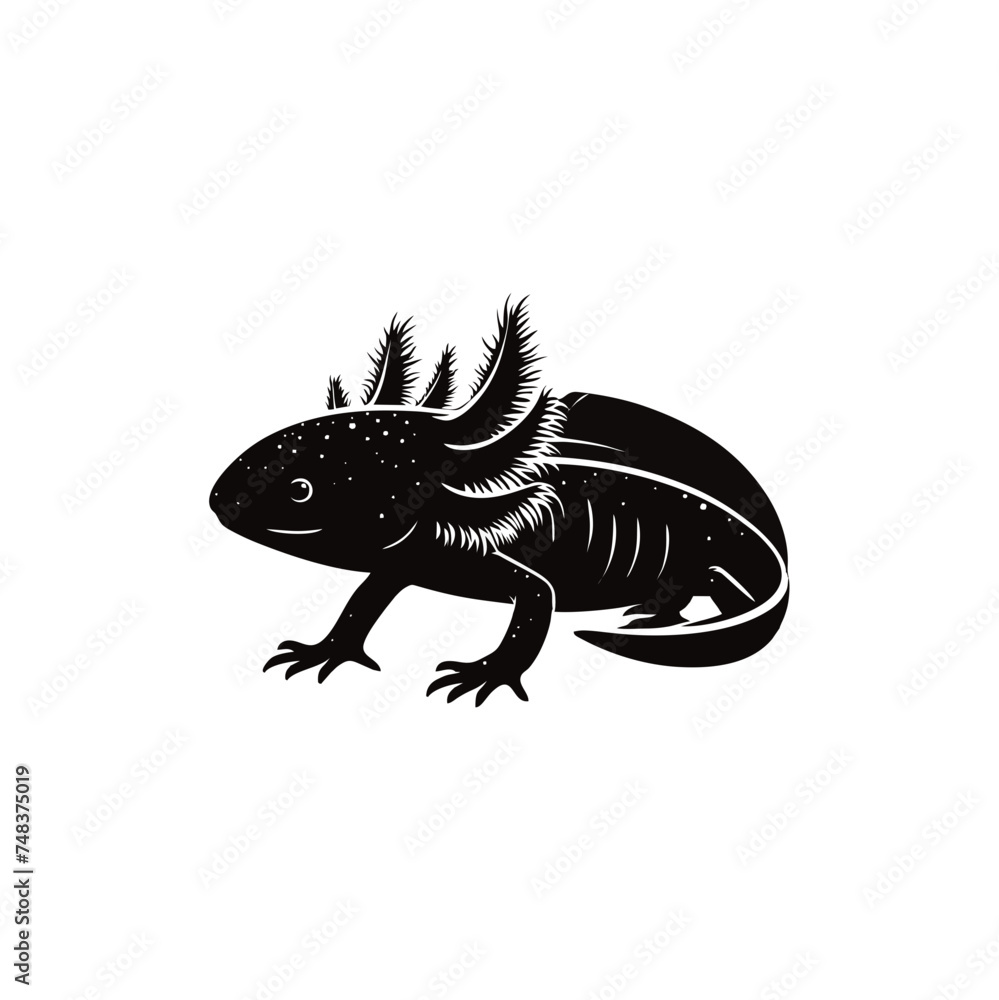 Naklejka premium Simple and Clean Axolotl Logo Icon Silhouette