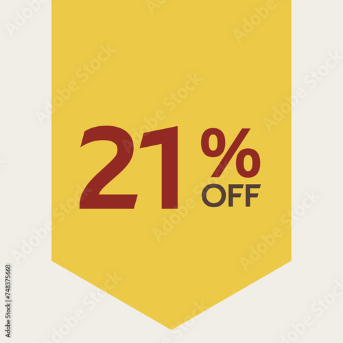 21% discount label. for sale. promotion. special offer promotion. discount percentage. vector flat design. twenty one percent