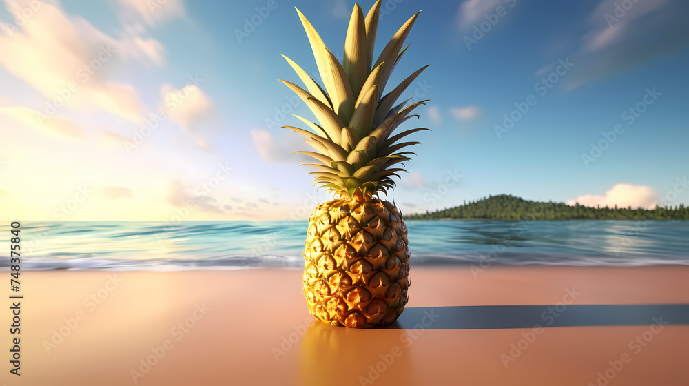 Pineapple displayed under natural sunlight Pineapple displayed under natural sunlight