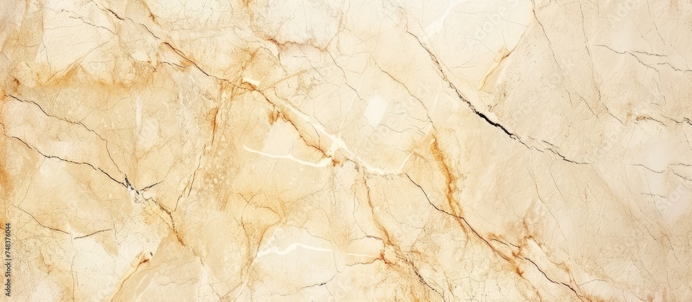 A high-resolution close-up of a beige marble textured surface, showcasing the intricate patterns and details of the natural stone floor.