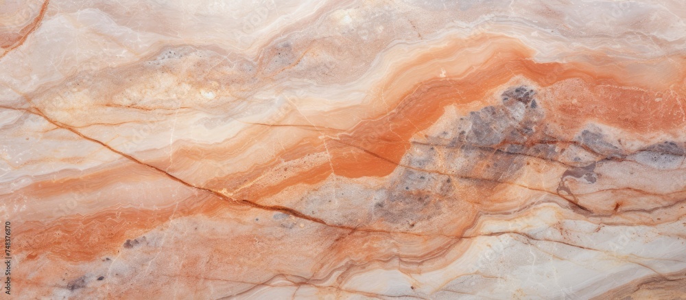 A detailed view of a marble surface, showcasing intricate natural patterns and textures. The surface is smooth and polished, highlighting the unique characteristics of the marble.