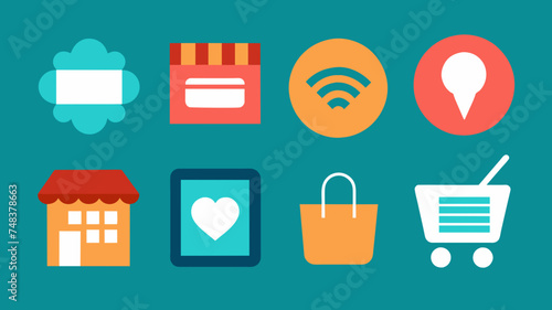 Icon Set Basic Shop. Shopping store logo. Online Shop Logo Design. Marketplace vector icon. online sme shop or store symbol in black color. small business outlet sign for apps. Vector illustration