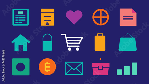 Icon Set Basic Shop. Shopping store logo. Online Shop Logo Design. Marketplace vector icon. online sme shop or store symbol in black color. small business outlet sign for apps. Vector illustration