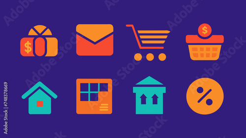 Icon Set Basic Shop. Shopping store logo. Online Shop Logo Design. Marketplace vector icon. online sme shop or store symbol in black color. small business outlet sign for apps. Vector illustration