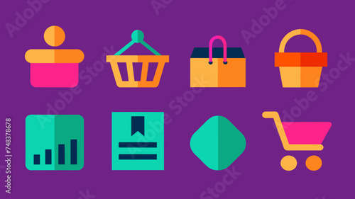 Icon Set Basic Shop. Shopping store logo. Online Shop Logo Design. Marketplace vector icon. online sme shop or store symbol in black color. small business outlet sign for apps. Vector illustration
