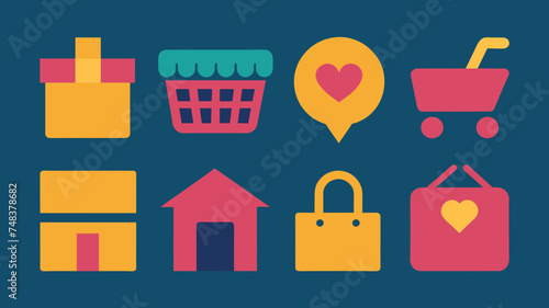 Icon Set Basic Shop. Shopping store logo. Online Shop Logo Design. Marketplace vector icon. online sme shop or store symbol in black color. small business outlet sign for apps. Vector illustration