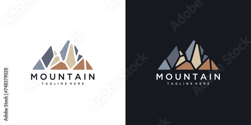 mountain logo vector icon illustration. mountain logo design template elements created with rocks forming a mountain