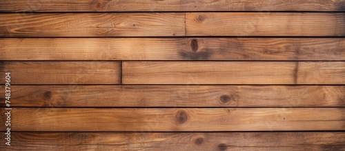 A wooden wall constructed from planks of different sizes, showcasing textures and patterns of natural wood. The wall serves as a background for interiors, representing modern design ideas.