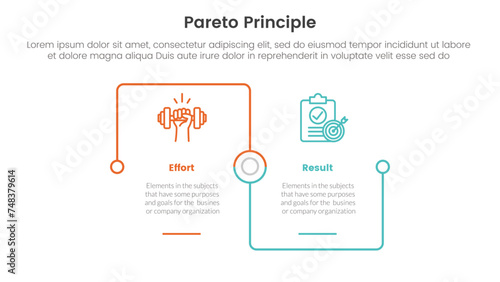 pareto principle comparison or versus concept for infographic template banner with square outline linked connection square base with two point list information
