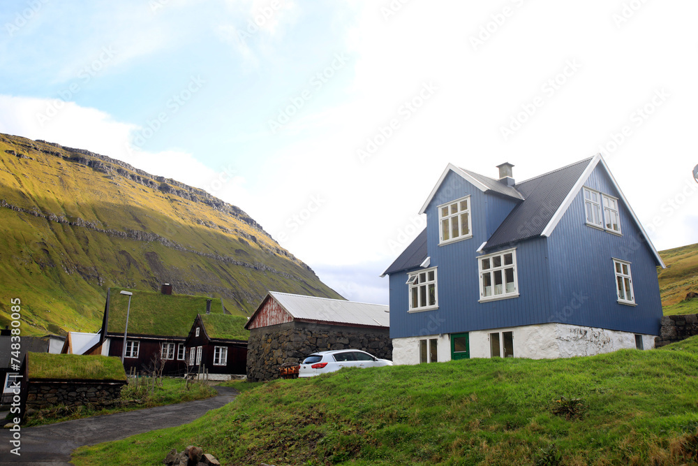 The beautiful scenery of the Faroe islands at Elduvik
