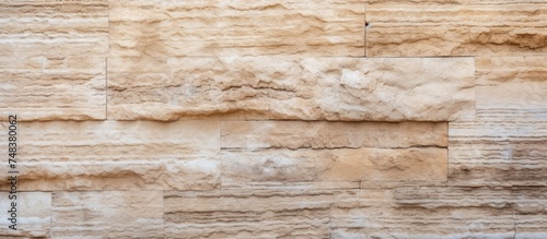 A detailed view of a wall constructed with tightly fitted stone blocks, likely made of high-quality travertine or thermolith.