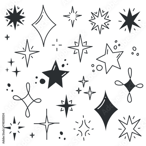 Stars pattern background Hand Draw Vector illustration