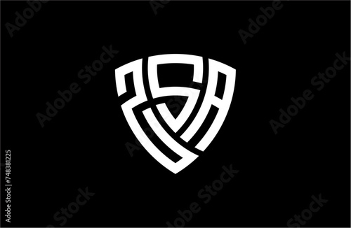 ZSA creative letter shield logo design vector icon illustration photo