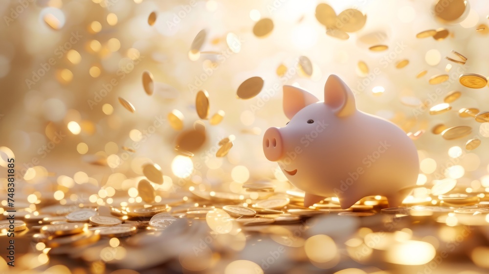 Coins falling into finance and savings concept generative ai Coins falling into finance and savings concept generative ai