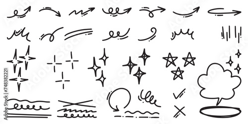 set of Hand drawn doodle expression sign for concept design isolated on white background. vector illustration.