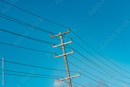 Kanaha Pond State Wildlife Sanctuary. Kahului Maui Hawaii. Wires and poles photo