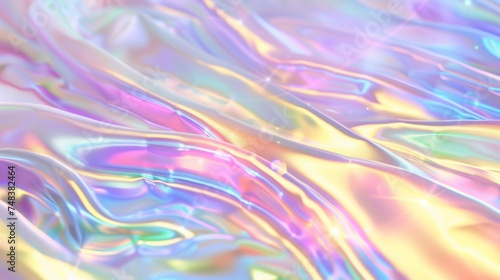 Flowing silk in a holographic world of light and color